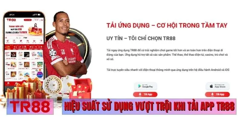 Hiệu suất sử dụng vượt trội khi tải app TR88